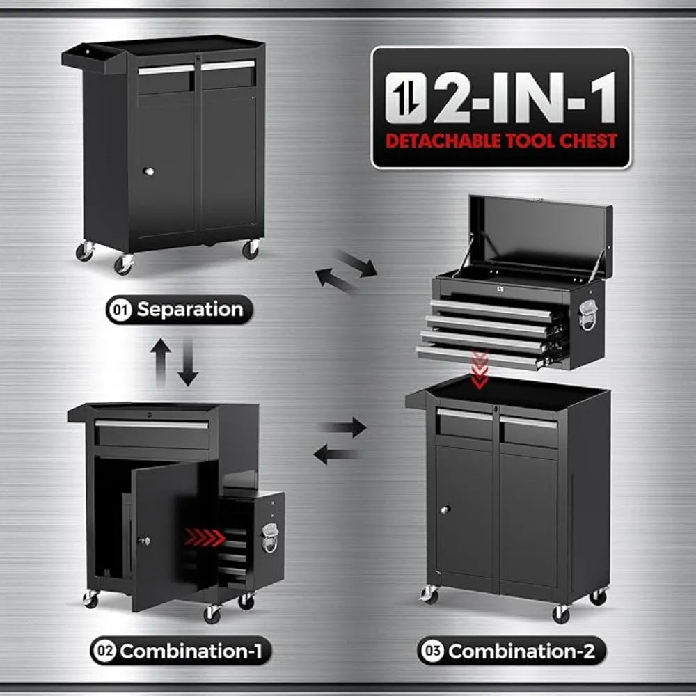 Heavy Duty Steel Tool Chest With Detachable Top Box