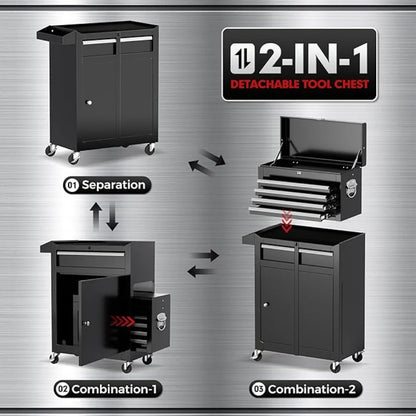 Heavy Duty Steel Tool Chest With Detachable Top Box