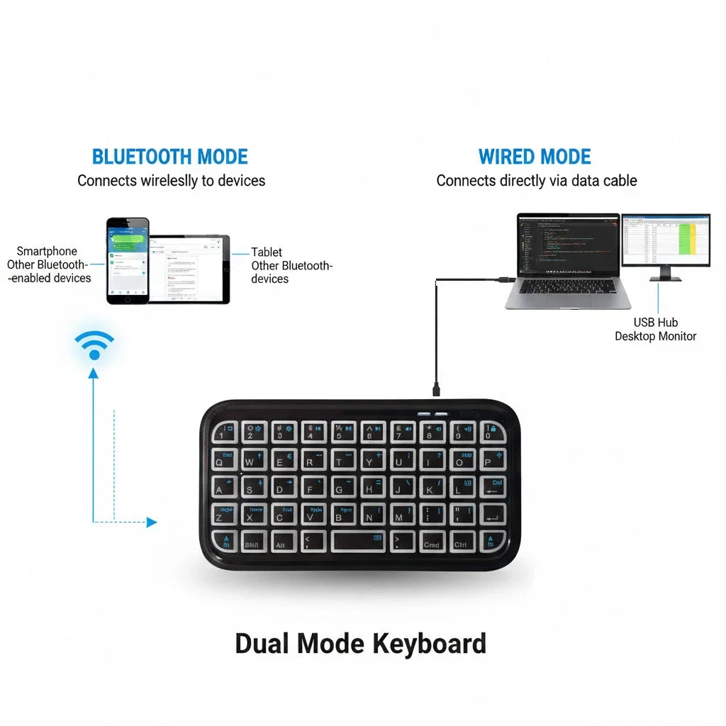 Bluetooth Wired Type-C RGB Backlit Rechargeable Keyboard For Tablets
