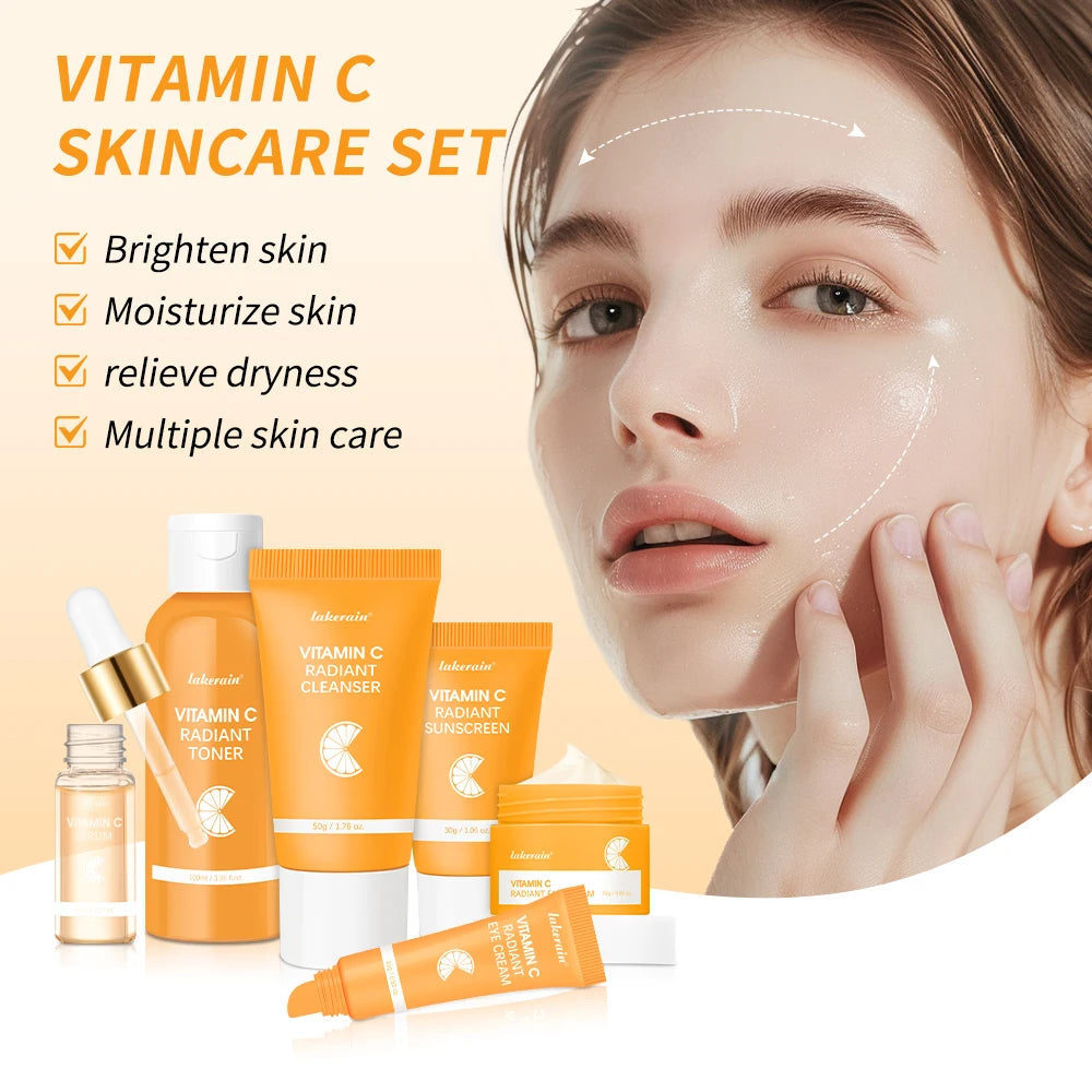 Lakerain Vitamin C Skin Care Whitening Serum Cream Set