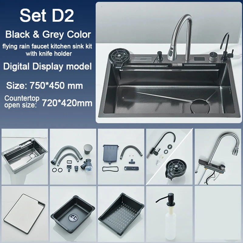 Rozin 304 Stainless Steel Kitchen Sink With Digital Faucet