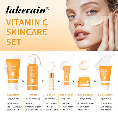 Lakerain Vitamin C Skin Care Whitening Serum Cream Set