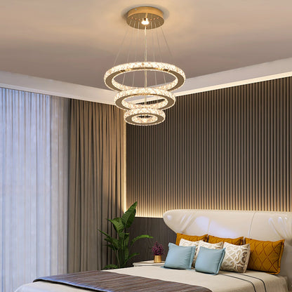 Vinilky Crystal Pendant Light With Remote Control For Living Spaces