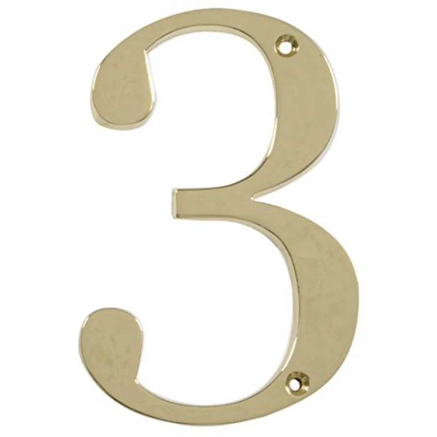 Distinctions 843155 House Number 5, Polished Brass Zinc Flush Mount Address Number, Modern Outdoor Address Sign for Front Door,