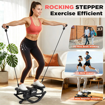 3D Lateral Rocking Stepper With Resistance Bands For Body Workout