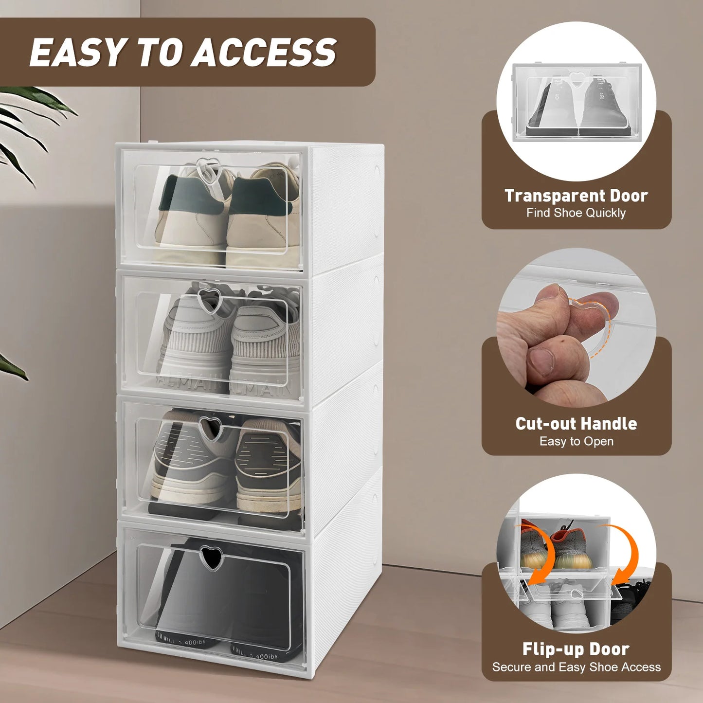 Sichuan 20 Pcs Stackable Shoe Storage Box With Flip Up Door