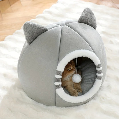 Luxurious Premium Cat Cave Bed With Plush Mat For Cats