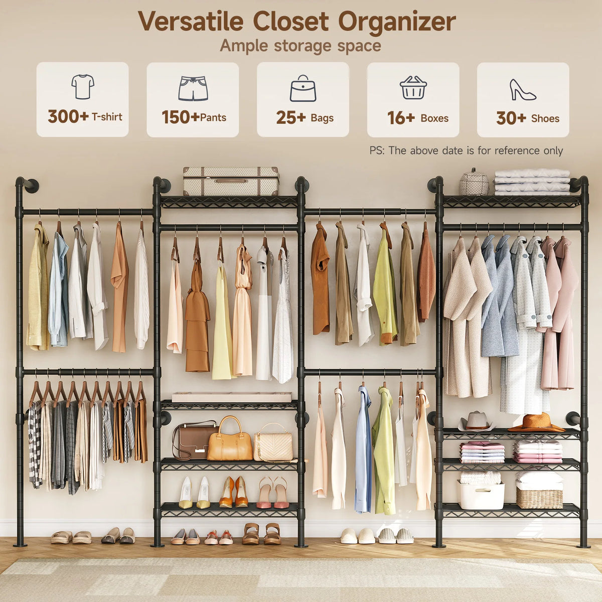 ONBRILL Industrial Pipe Wall Mounted Clothing Rack With Expandable Rods