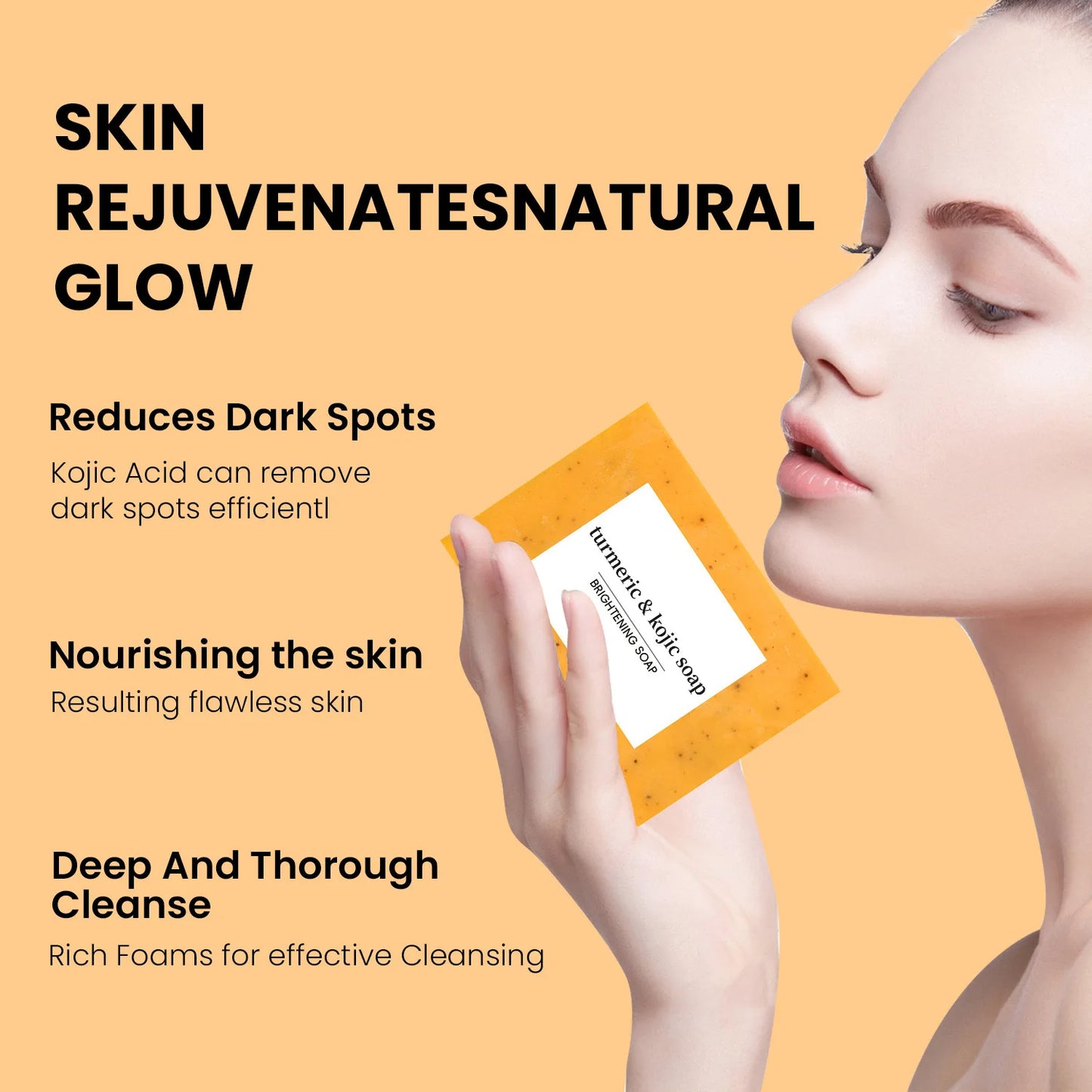 RDQCTQ Turmeric Cleanser And Kojic Acid Soap Set Brightening