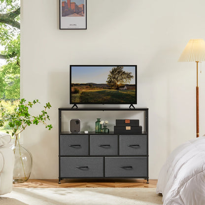 JHK ShoeStorage Cabinet Dresser With Multilevel TexturedFabric Drawers TVStandRack