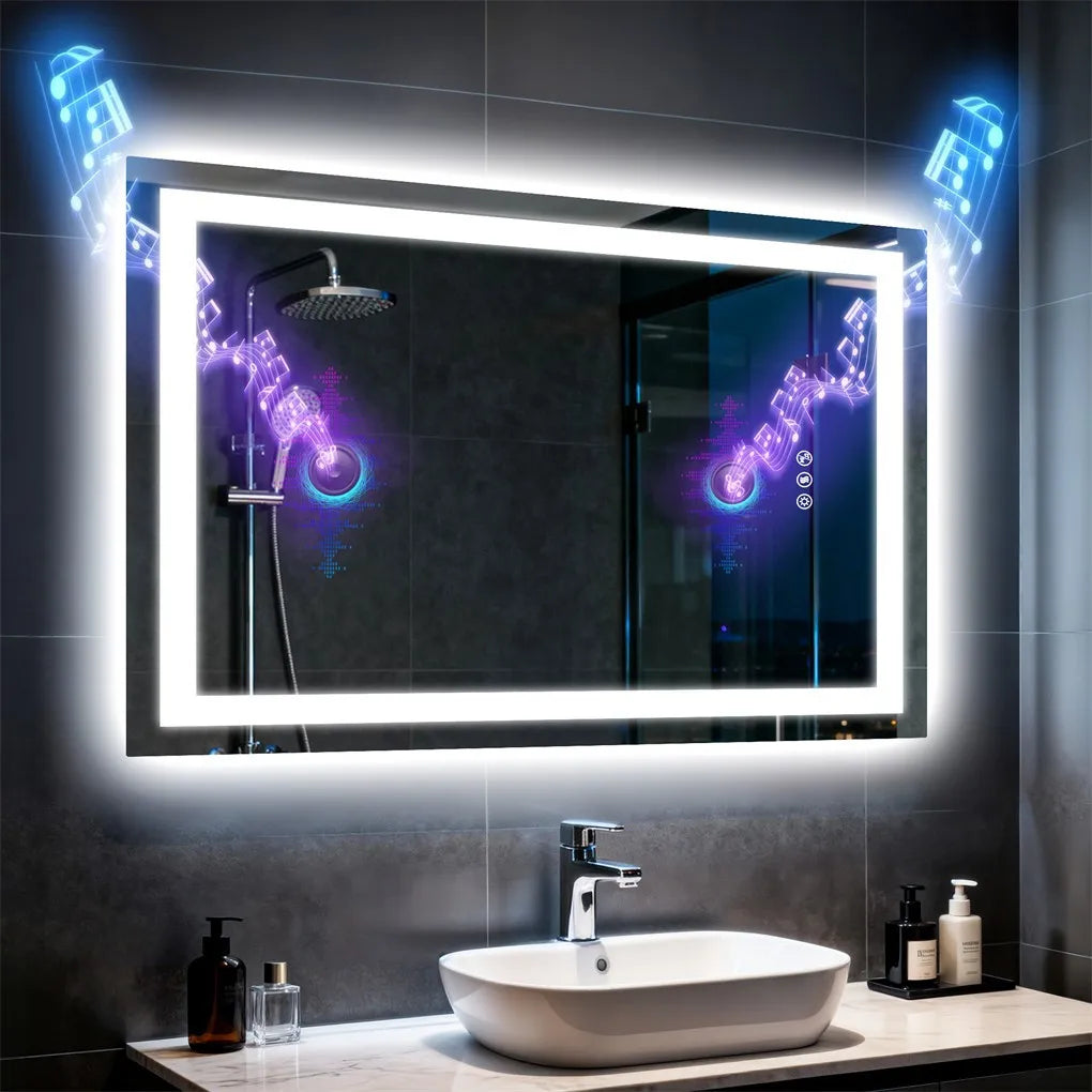 Borwart Smart LED Bathroom Mirror With Anti Fog And Speaker