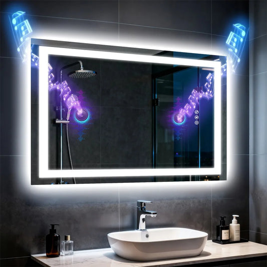 Borwart Smart LED Bathroom Mirror With Anti Fog And Speaker