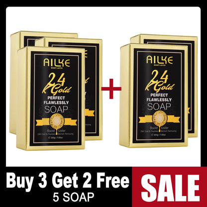 AILKE 24K Glod Flawlessly Skin Care Range, Skin Whitener, Reduce Dark Spots, Melanin, Wrinkles, Moisturize, For Women & Men