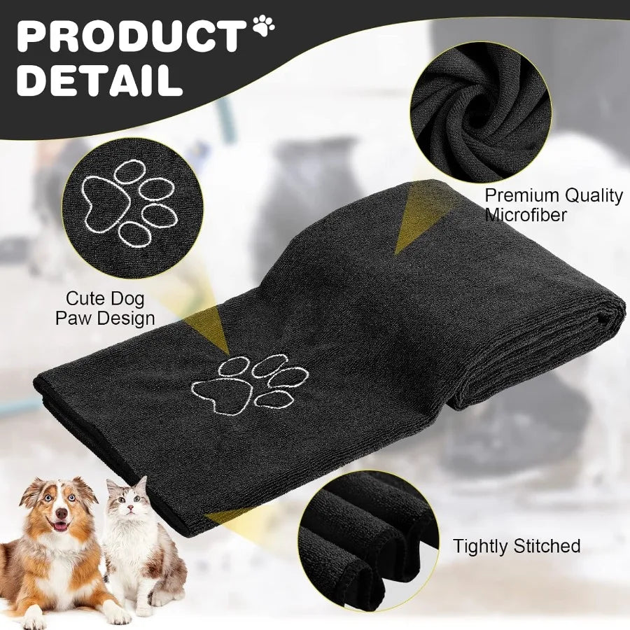 4 Pack Absorbent Soft Microfiber Dog Towels for Drying Large and Small Medium Pets During Grooming Sessions Ideal Bath Supplies