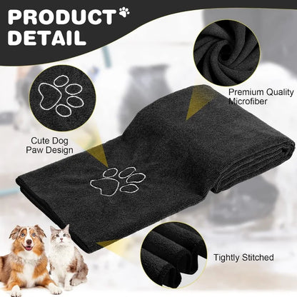 4 Pack Absorbent Soft Microfiber Dog Towels for Drying Large and Small Medium Pets During Grooming Sessions Ideal Bath Supplies