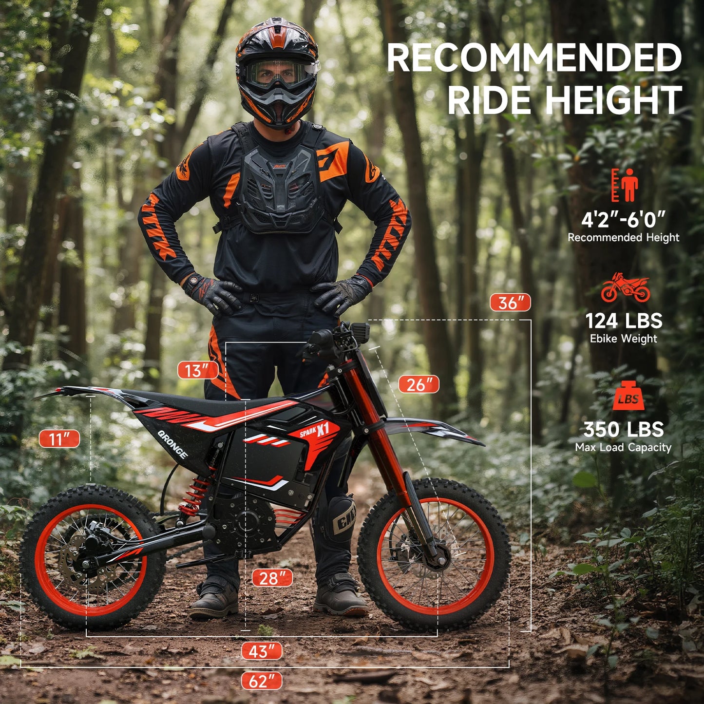 QRONGE X1 Spark Electric Dirt Bike 4500W 60V 28.8Ah