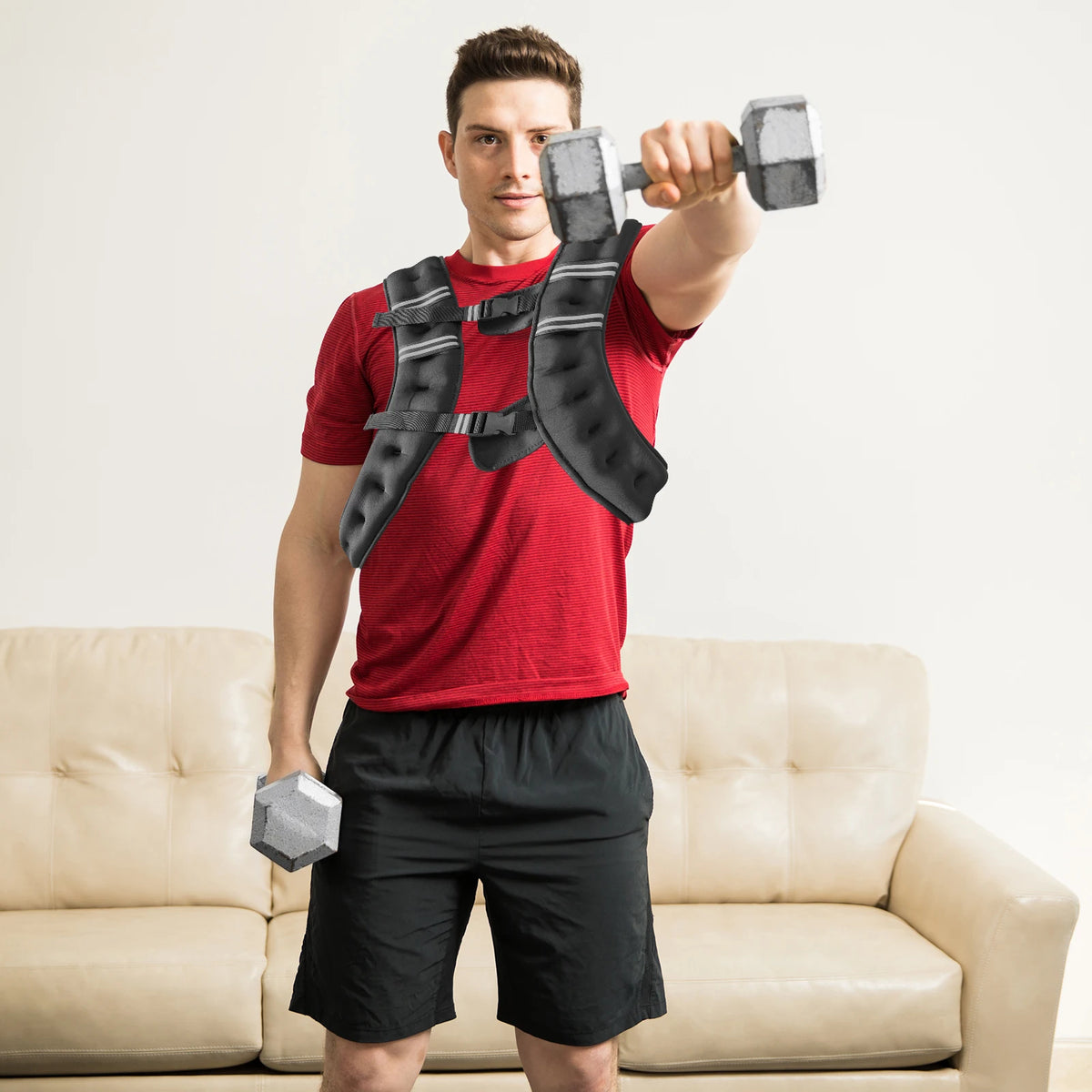 16LBs-30LBs Weighted Vest for Men Women, Soft Breathable Neoprene Running Vest with Reflective Strips, Large Mesh Storage Pocket & Padded Buckles for Fitness Training Workout