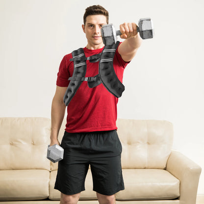 16LBs-30LBs Weighted Vest for Men Women, Soft Breathable Neoprene Running Vest with Reflective Strips, Large Mesh Storage Pocket & Padded Buckles for Fitness Training Workout