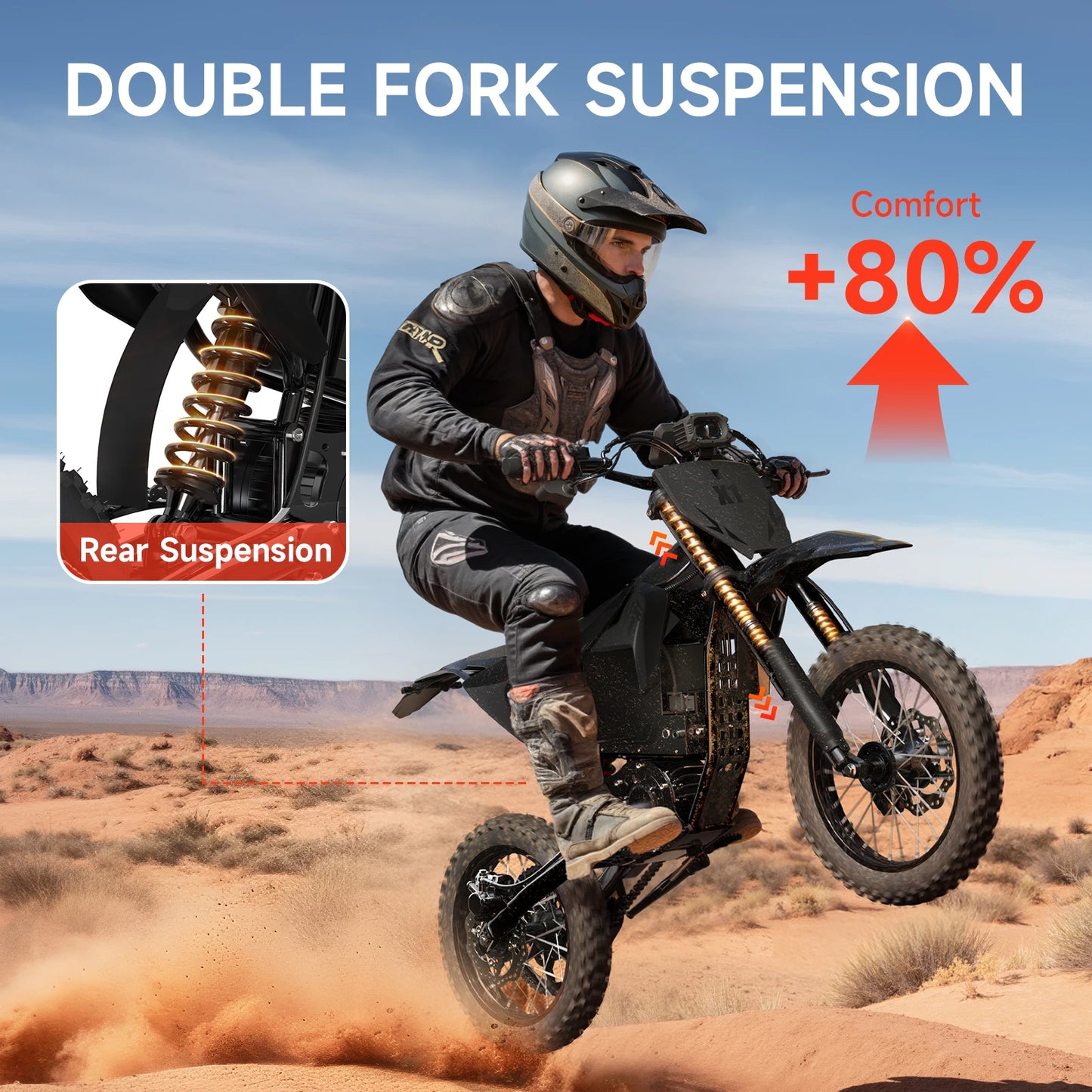 QRONGE X1 Spark Dirt Bike 4500W Peak 60 Mile Range