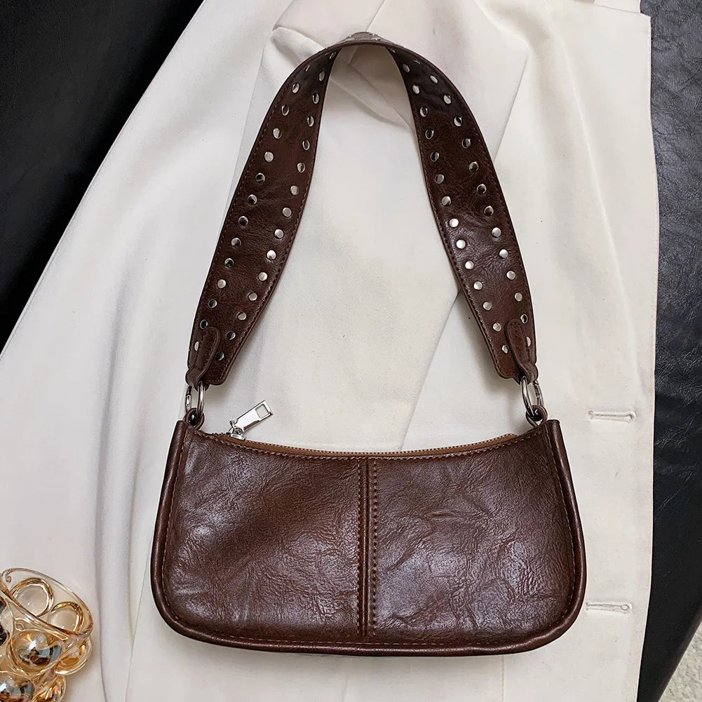 Women Retro Shoulder Bag Adjustable Strap Underarm Satchel Bag Casual Vintage Armpit Bag Crossbody Sling Bag Girl Stylish Purse