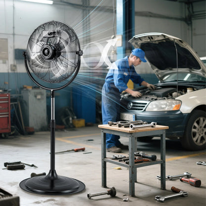 18" High Velocity Pedestal Fan w/ 3 Speeds 360° Tilt & Adjustable Heigh for Home