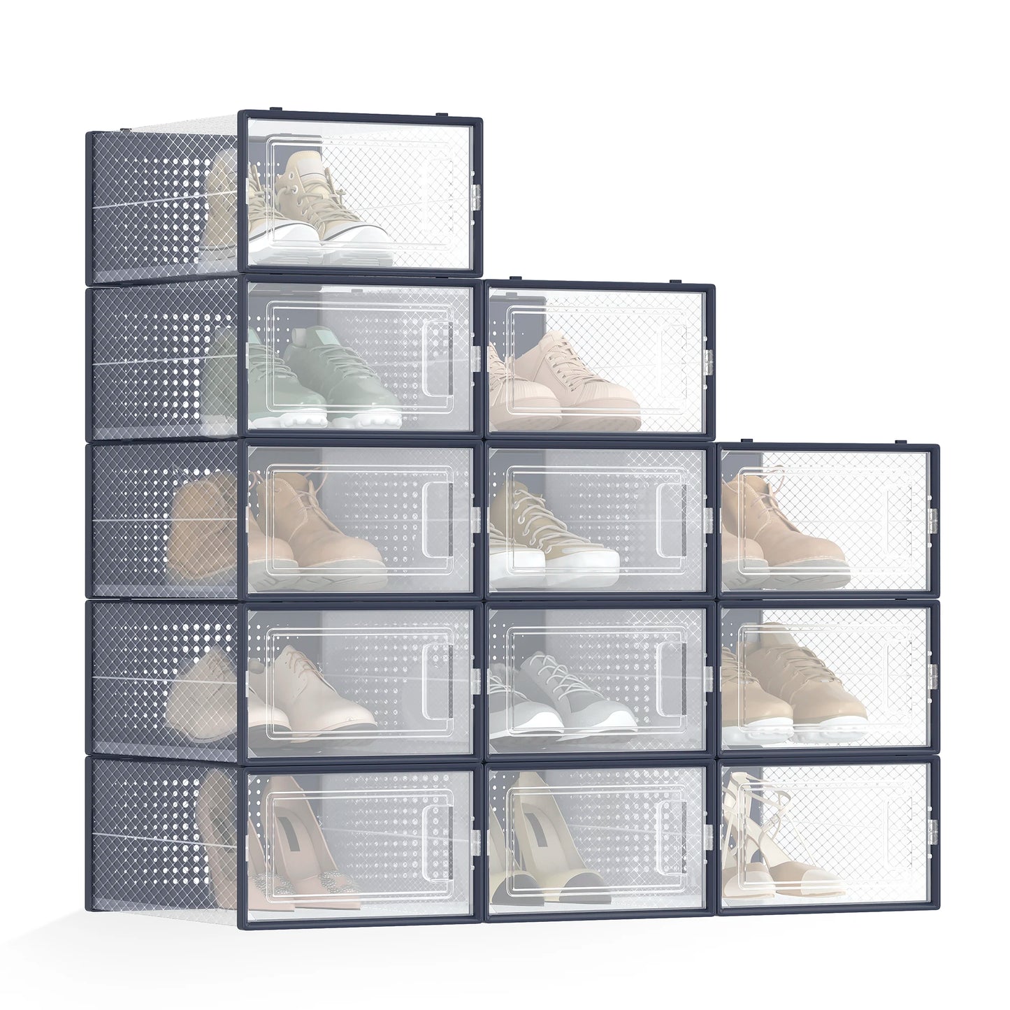 SONGMICS Stackable Shoe Boxes Pack of 12 Clear Organizer