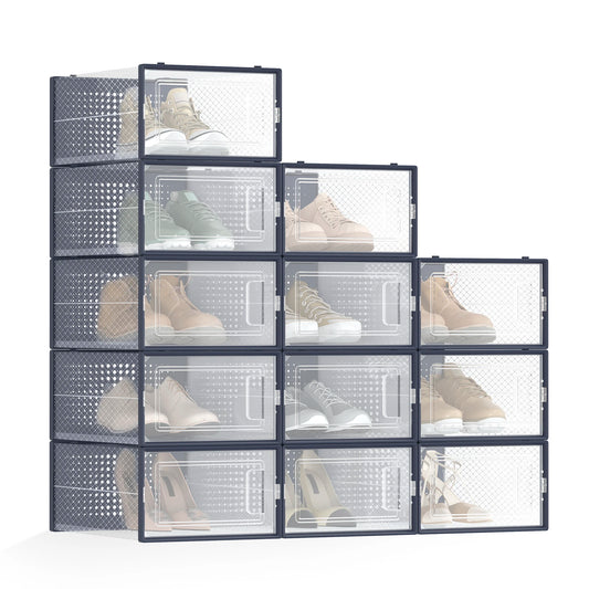 SONGMICS Stackable Shoe Boxes Pack of 12 Clear Organizer