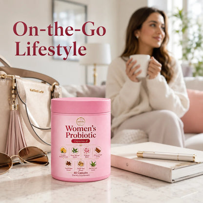 60-Capsule Women's Probiotic Capsules, Daily Nutritional Supplement Formula, Compound Probiotic Capsules for Intimate Care of Women, Formulated with Plant Extracts Combined with Complex Probiotics, Gentle Formula