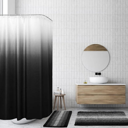 Waterproof Shower Curtain And Rug Set With 12 Hooks For Hotel And Home Bathroom Decor