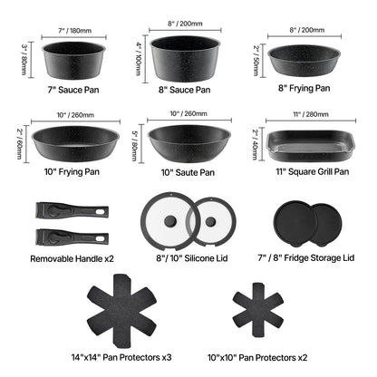SucceBuy Nonstick Granite Cookware Set for Induction Cooking