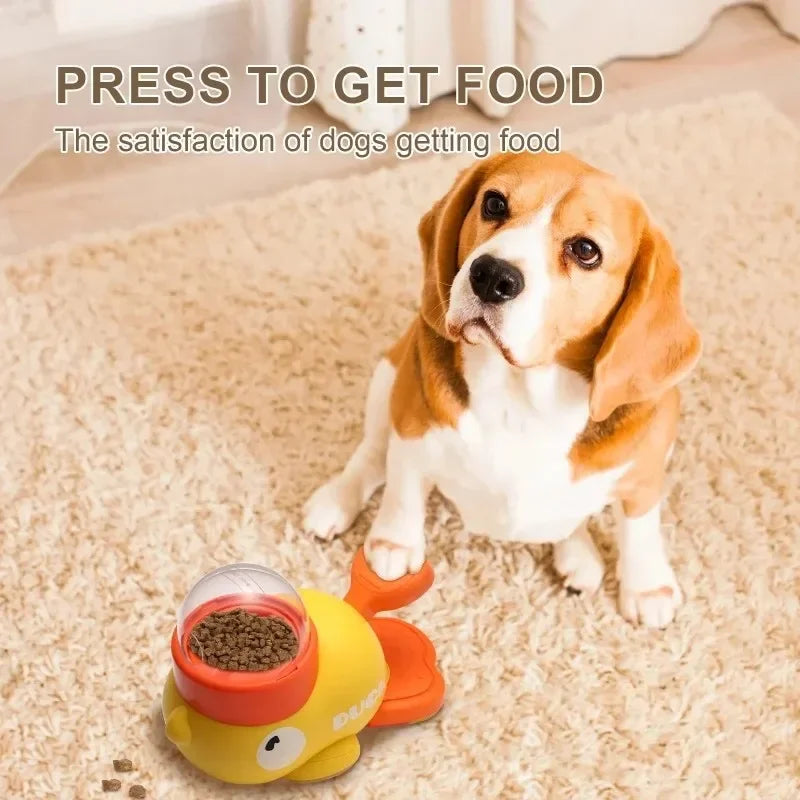 Dog Puzzle Feeder Interactive Treat Dispenser Cartoon Duck Design Anti Slip