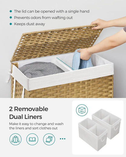 Laundry Hamper With Lid And Removable Liner Bags, Mesh Bags