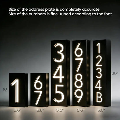 Illuminated Metal House Number Plaque - Waterproof Outdoor LED Sign for Home or Business