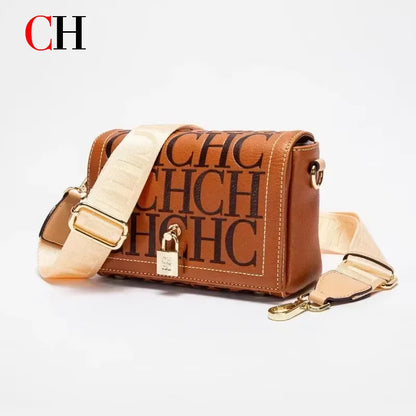 CH Women's Leather Crossbody Bag With Monogram Lock Flap