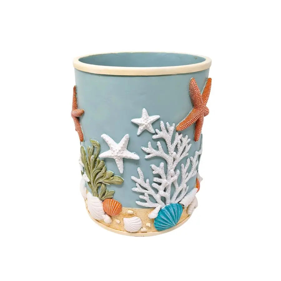 XMSJ Splendor 3D Resin Ocean Wastebasket With Seashells Starfish