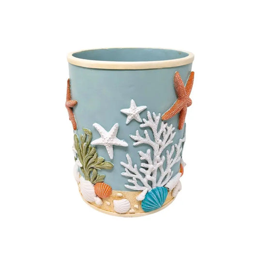 XMSJ Splendor 3D Resin Ocean Wastebasket With Seashells Starfish