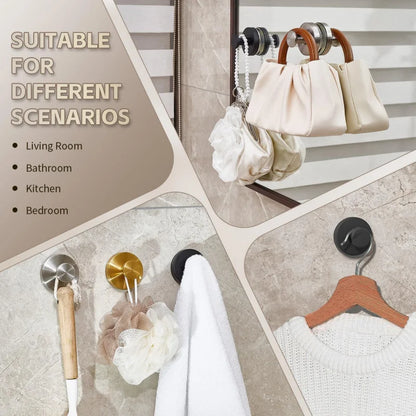 2025 Upgraded Drill-Free Suction Cup Hooks, Stainless Steel Suction Cup Hooks for Shower, Mirror, Wall, Bathroom, Glass, Hanging