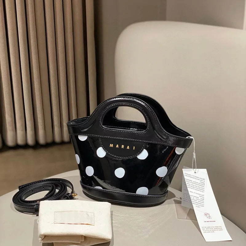 Elegant Mini Tote Bag With Leather Edges And Cutout Handle