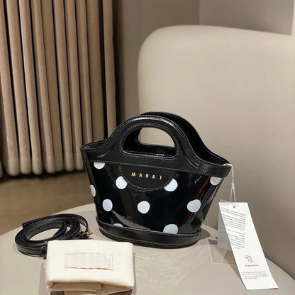 Elegant Mini Tote Bag With Leather Edges And Cutout Handle