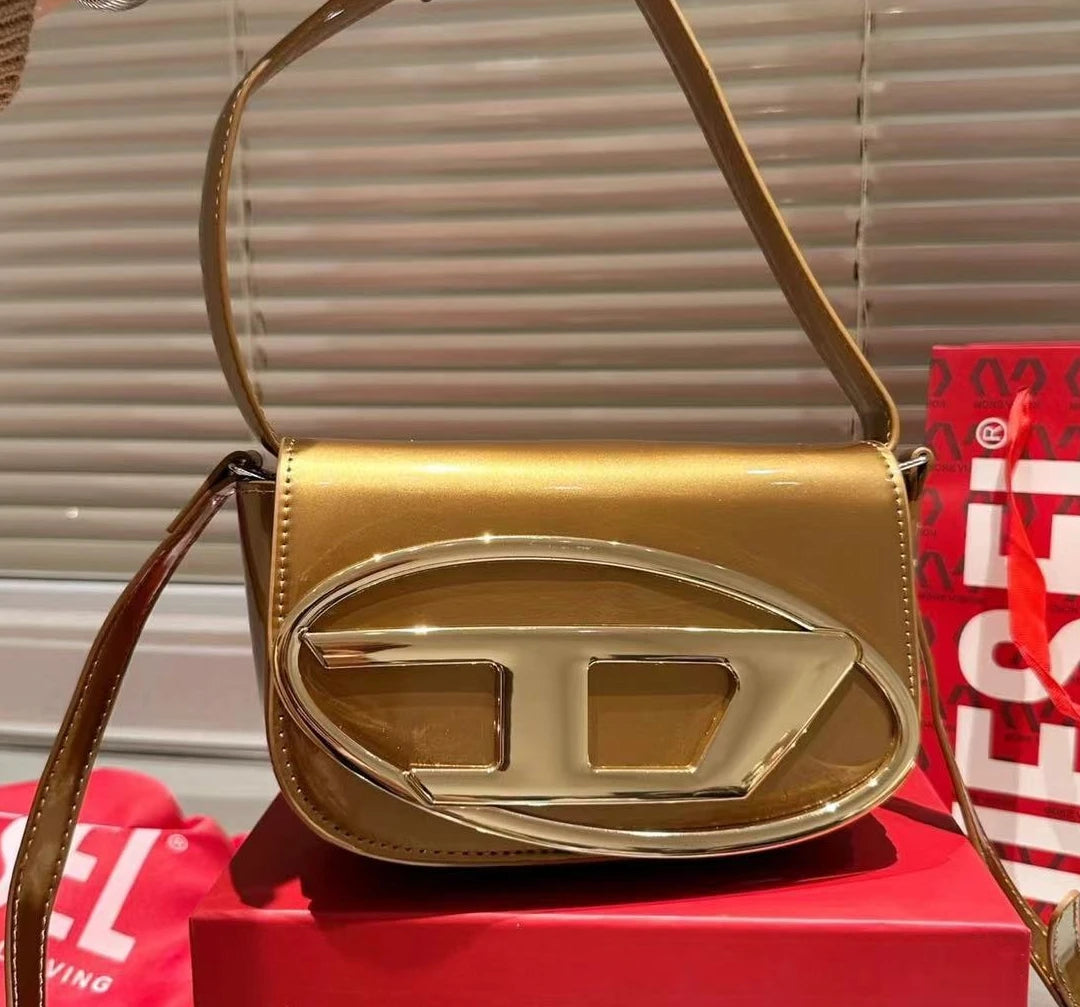 Frayed Edge Denim Mini Top Handle Bag D Logo Crossbody