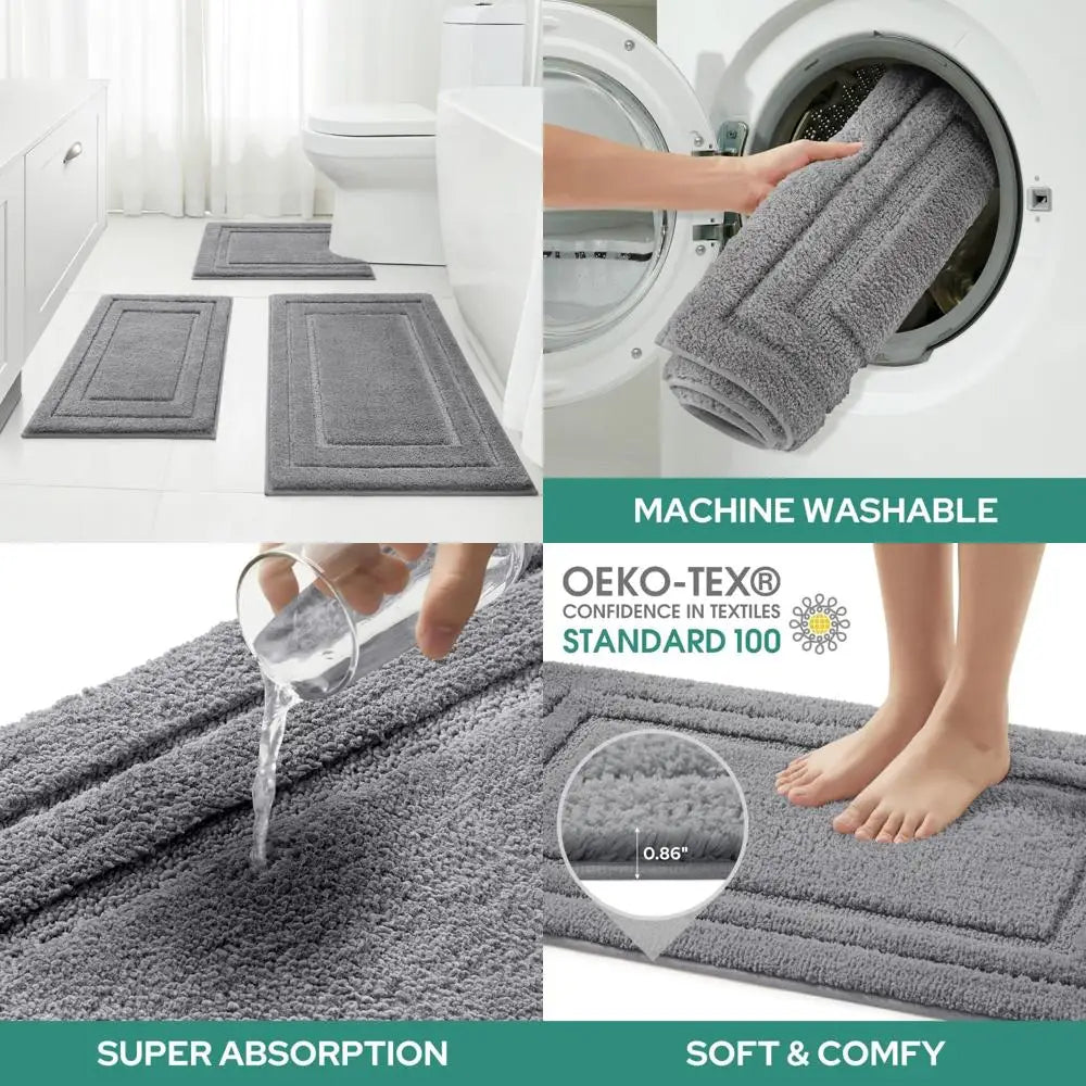 Hign-concerned Microfiber Plush Non Slip Bath Mat Absorbent