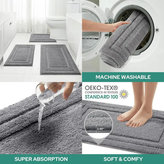 Hign-concerned Microfiber Plush Non Slip Bath Mat Absorbent