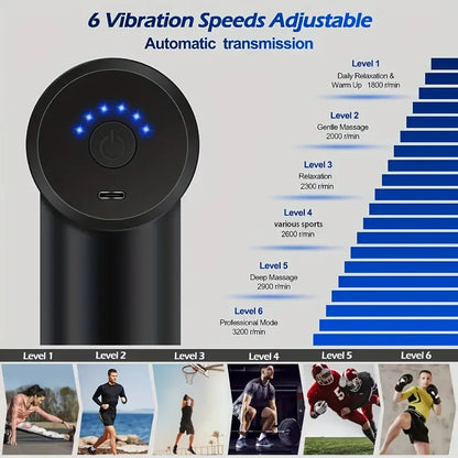 OREADEX Mini Fascia Massage Gun Electric Massager With 4 Replaceable Heads For Body Relaxation