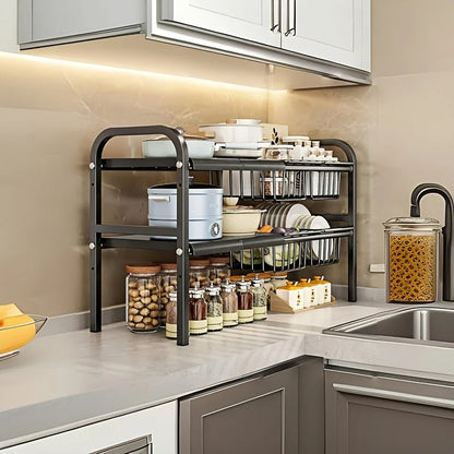 Two Tier Under Sink Organizer Rack For Kitchen And Bathroom