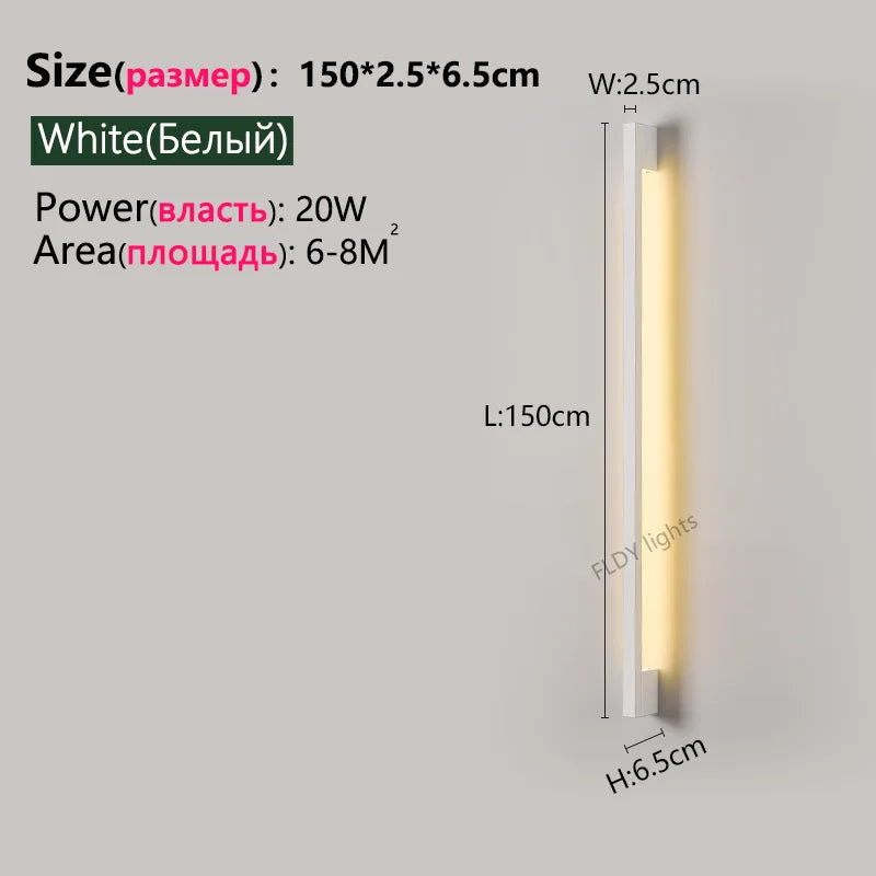 Modern Minimalist Long Wall Lamp LED Wall Mounted Light Indoor Living Room Bedroom Background Lamp Home Decora Fixtures 110/220V