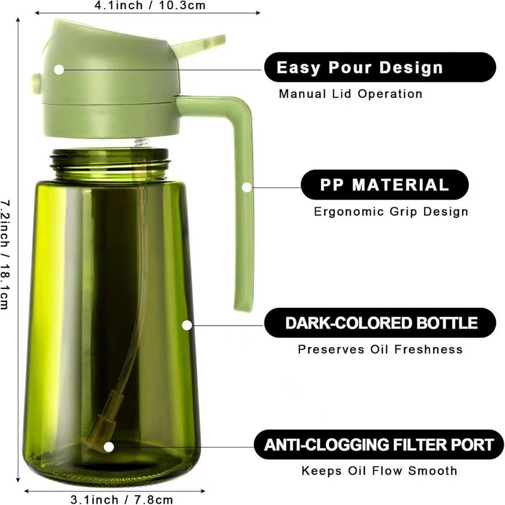 DUTRIEUX Glass Olive Oil Dispenser And Spray Bottle 2 In 1