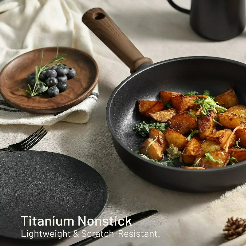 Titanium Nonstick Frying Pan Skillet, 10" Nonstick Fry Pan Without Glass Lid, Induction Compatible, Black