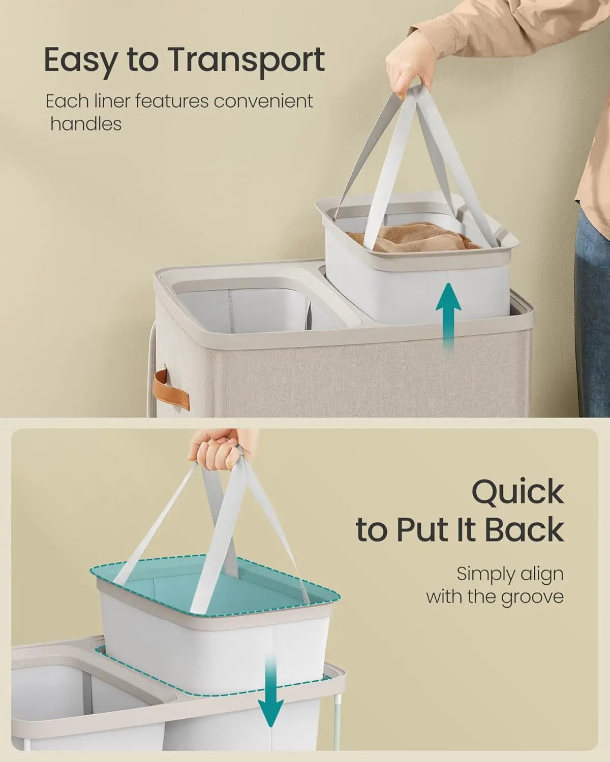 Two Compartment Laundry Basket With Lid For Sorting