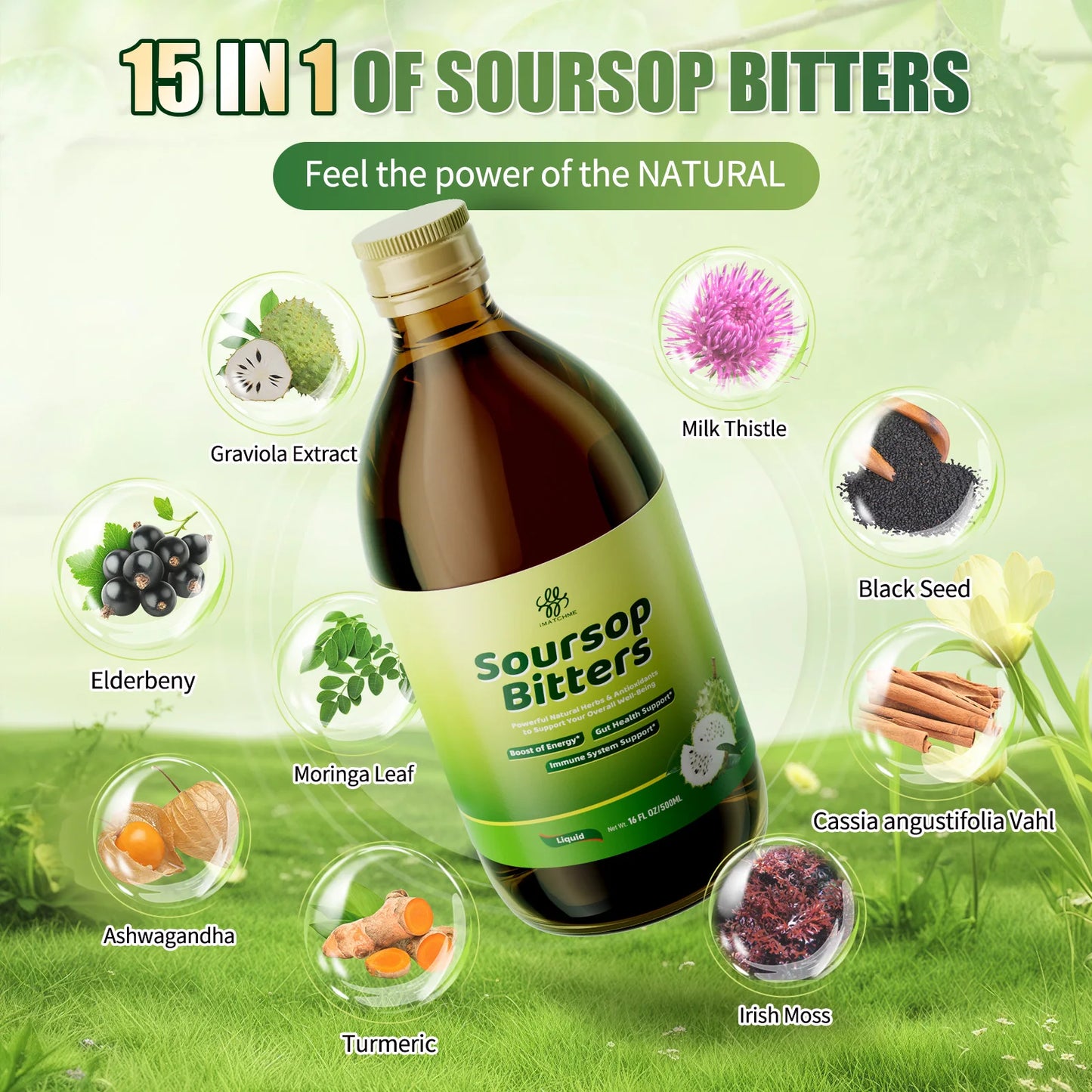 Soursop Bitters - Natural Organic Health Detox, Immune Support & Digestive Health, Boost Energy - Made in USA
