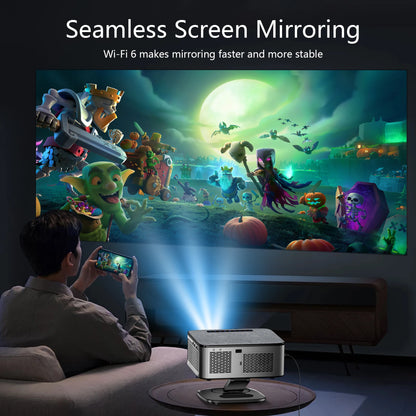 XIWBSY 40000Lumens Portable Projector 4K Android 12.0 Daylight Projector 64G 8K Video Home Theater AutoFocus Smart Proyector